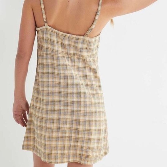 Urban Outfitters esther linen yellow plaid dress- Size M - Picture 2 of 4